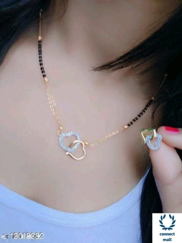 ALLURE FUSION Black Pearl Golden Single Stand Mangalsuta With Earu⁹8⁸⁸ - Adjustable, Alloy, Single Stand Mangalsutra, Multipack of 1